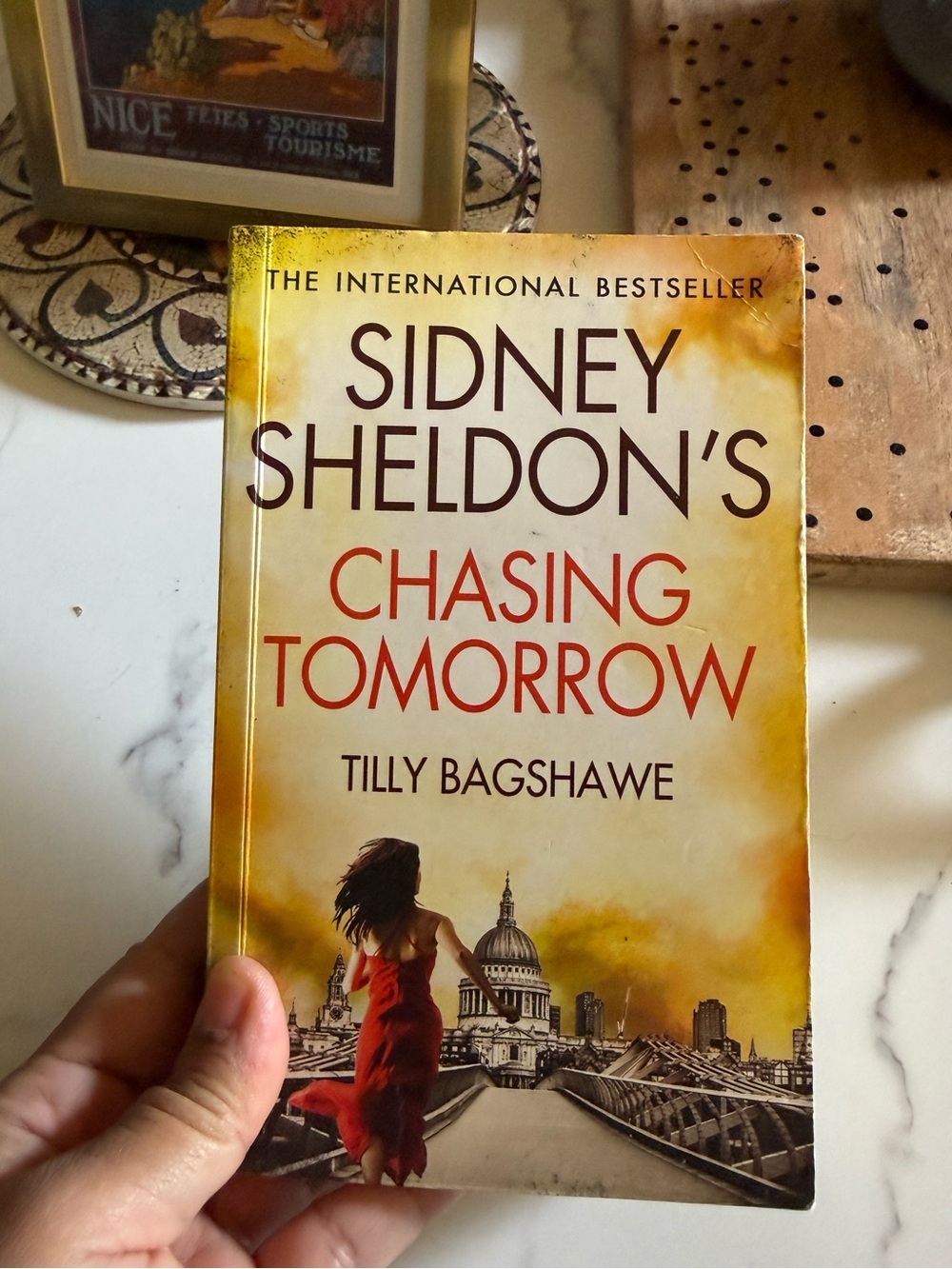 Sidney Sheldon's Chasing Tomorrow by Tilly Bagshawe - Yellow & Red Cover